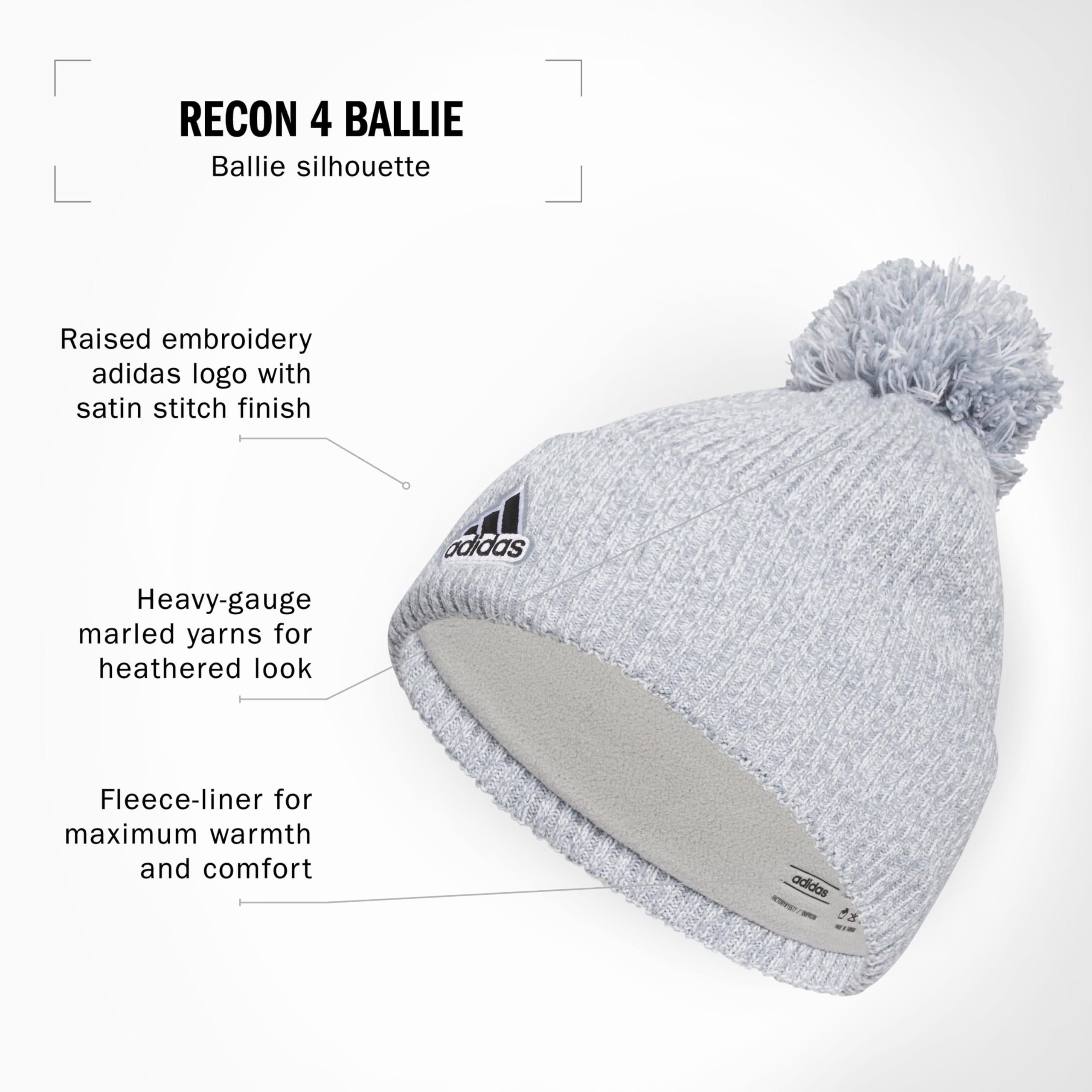 Foto 3 pulgar | Beanie Adidas Recon Ballie Gorro Para Hombre Blanco-gris Claro - Venta Internacional.