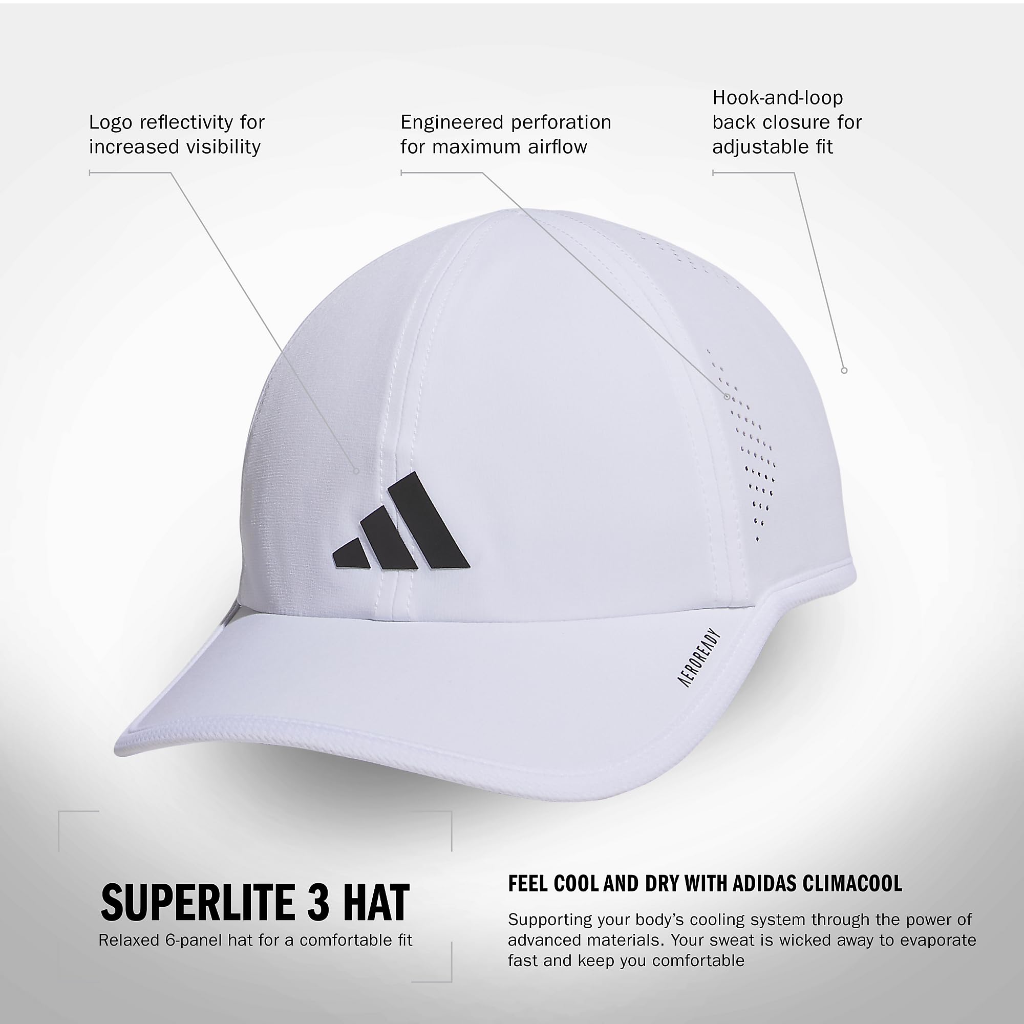Foto 3 pulgar | Gorra Adidas Superlite Athletic Performance Workout Blanca - Venta Internacional.