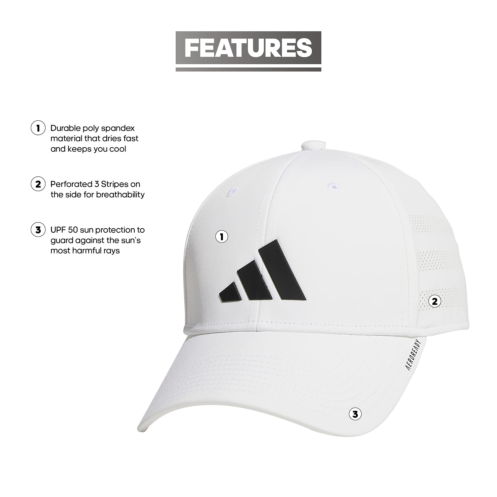 Foto 3 pulgar | Gorra Adidas Gameday Structured Stretch Fit Blanco/negro - Venta Internacional.