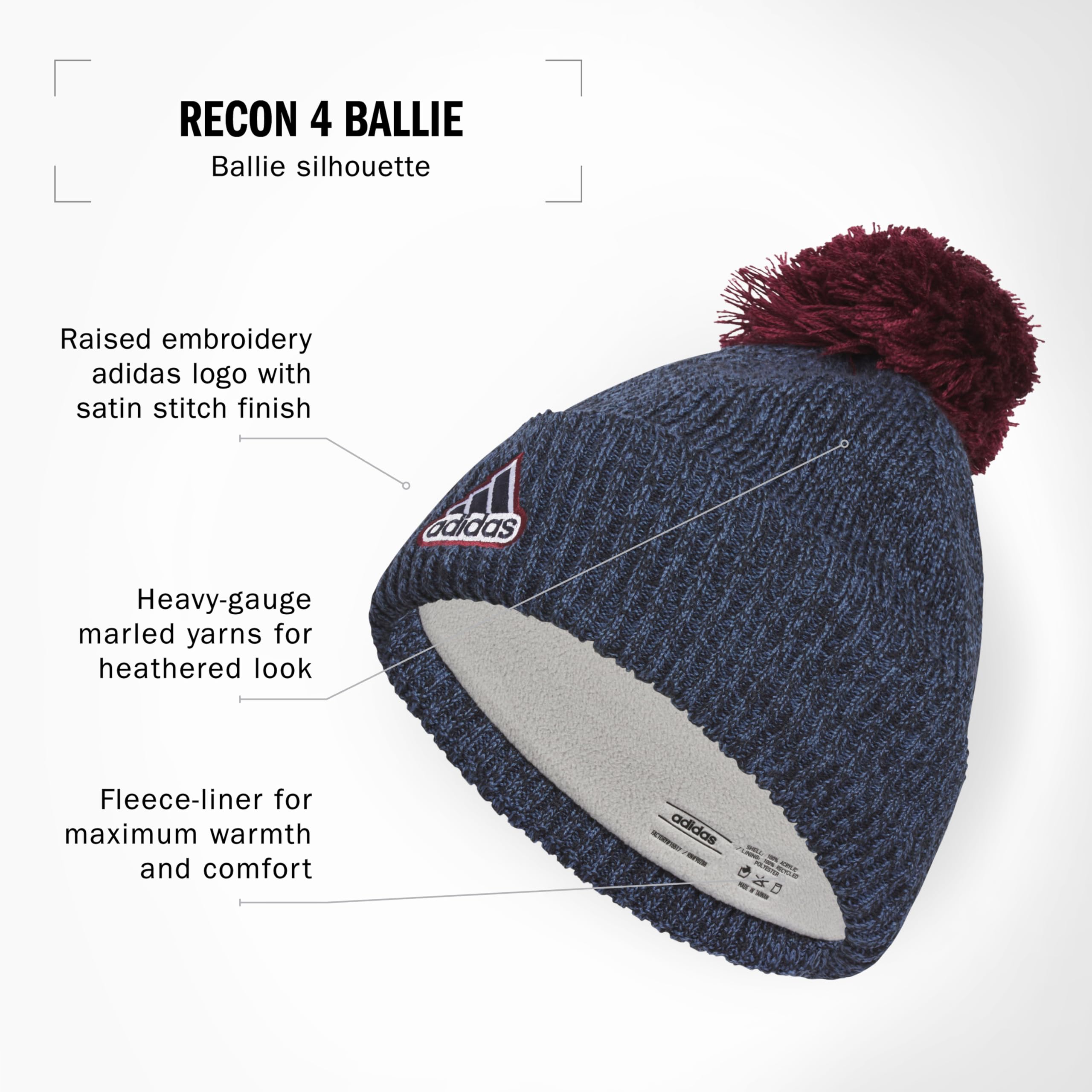 Foto 2 | Gorro Adidas Recon Ballie Para Hombre, Con Forro Polar - Venta Internacional.