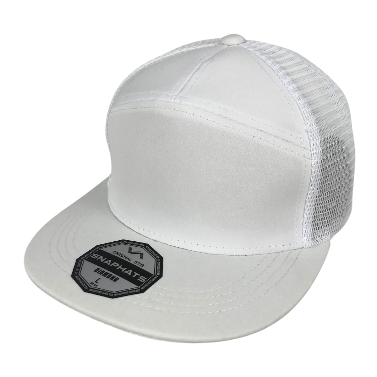 Gorra Plana Trucker Poliéster 7 Gajos Color Blanco