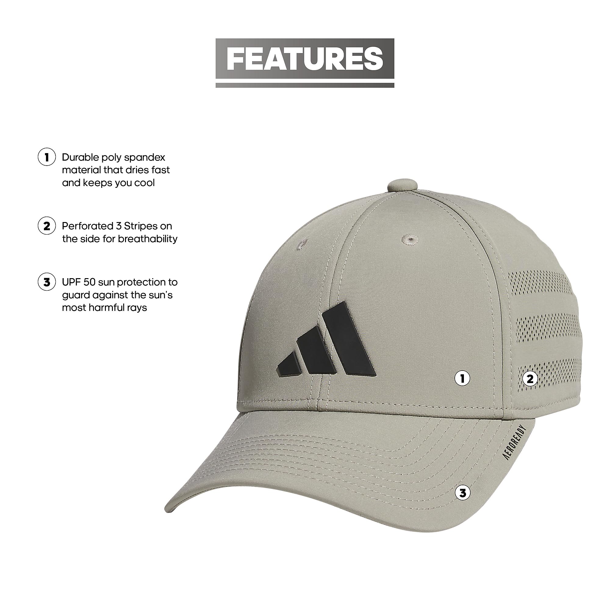 Foto 3 pulgar | Gorra Adidas Gameday Structured Stretch Fit Plateado Gris/negro - Venta Internacional.