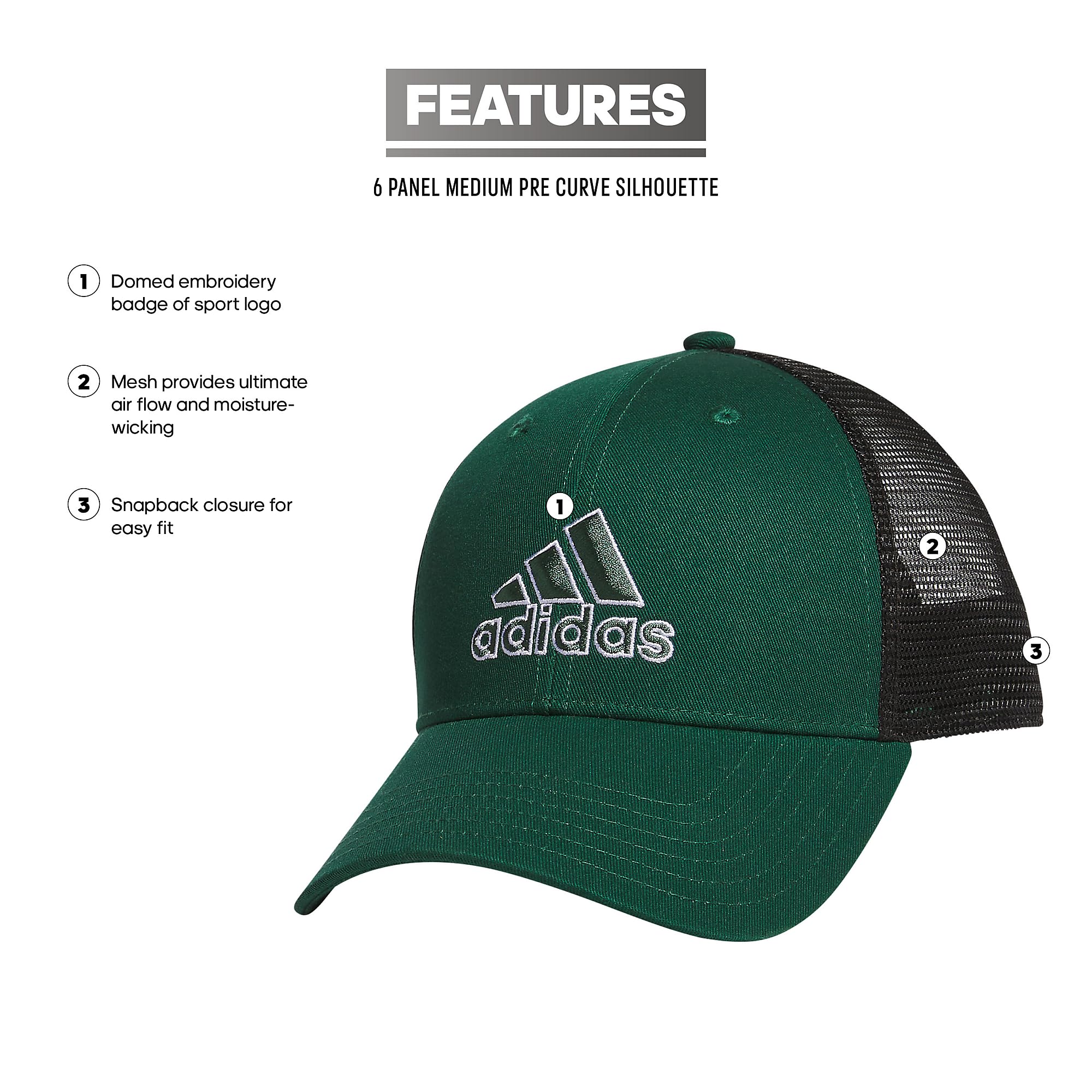 Foto 3 pulgar | Gorra Adidas Mesh Back Structured Low Crown Snapback Green - Venta Internacional.