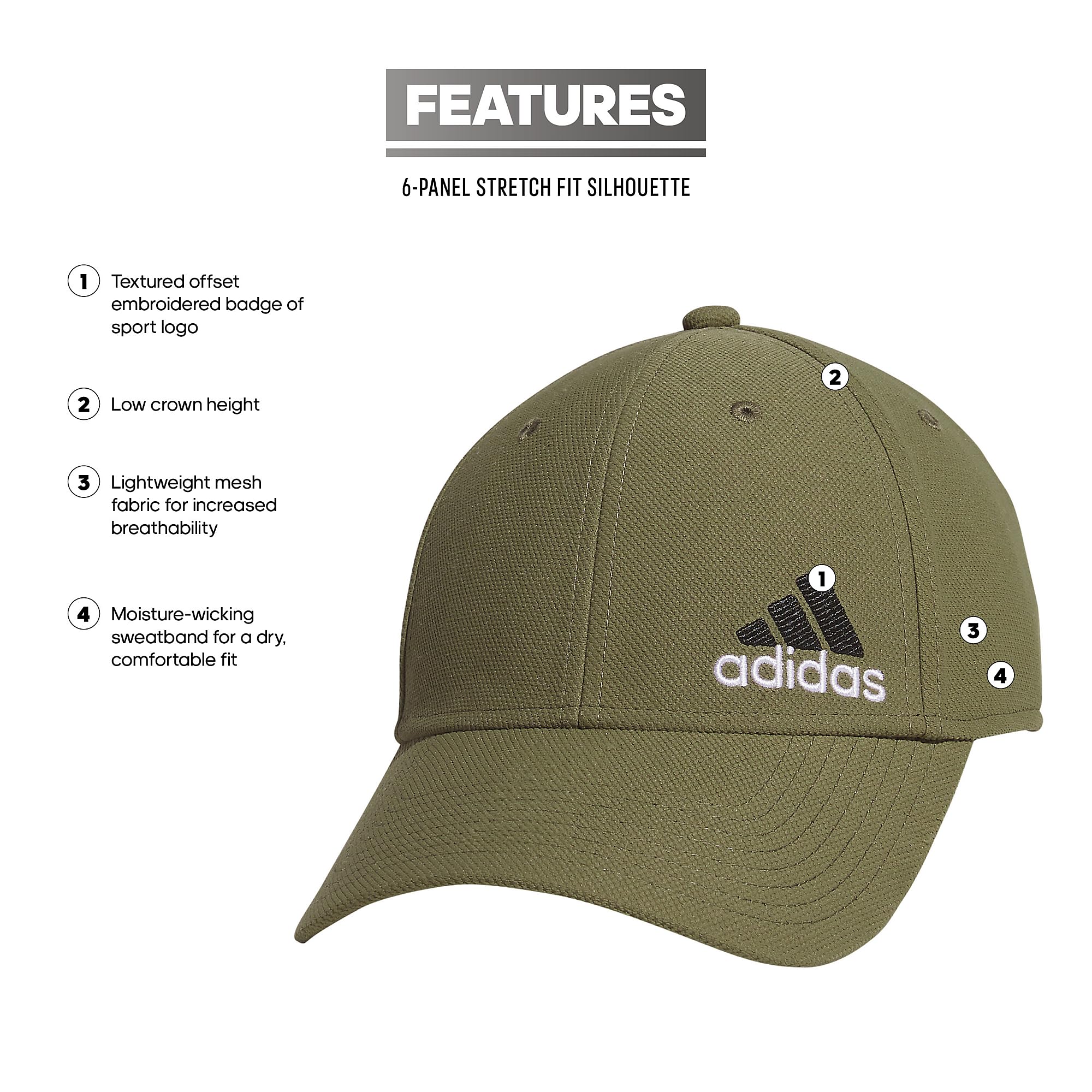 Foto 3 pulgar | Gorra Adidas Release 3 Structured Stretch Fit Olive L-xl - Venta Internacional.