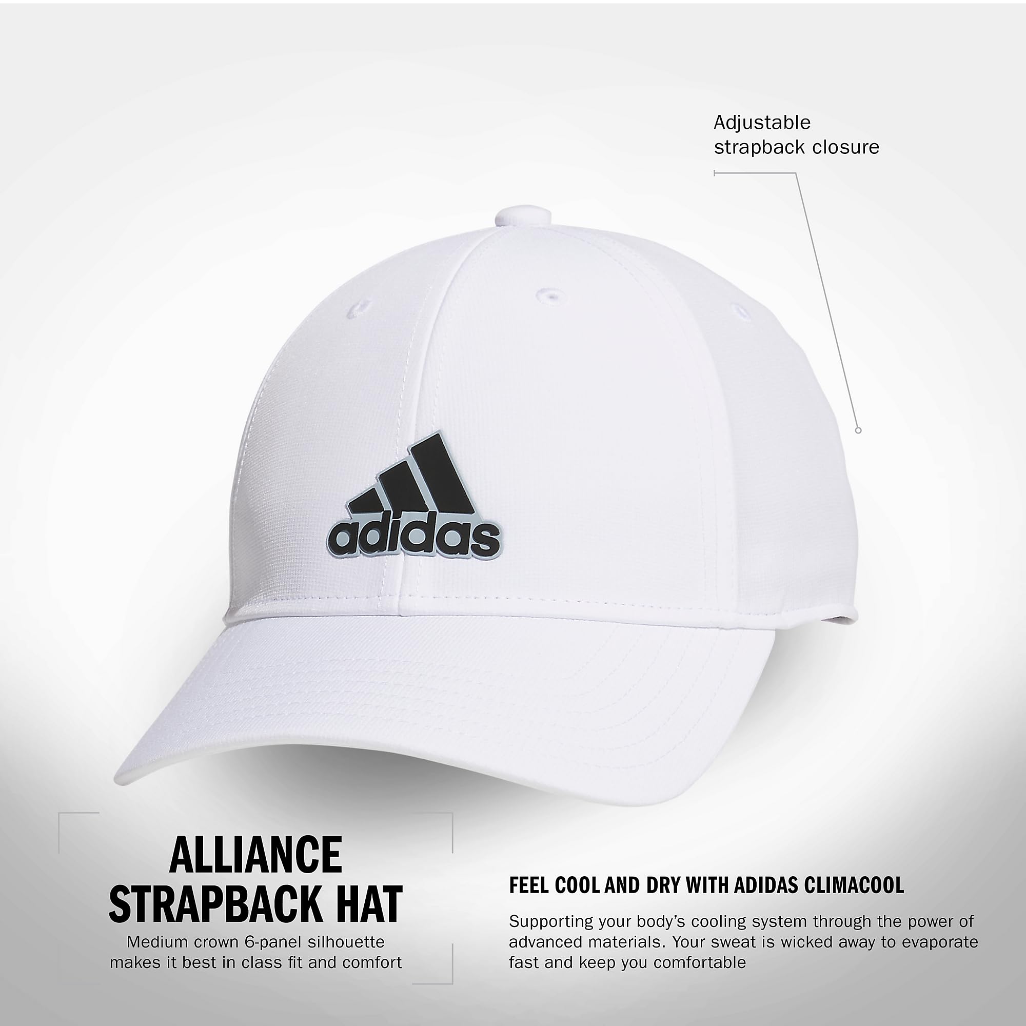Foto 3 pulgar | Gorro Adidas Alliance Medium Crown Structured Strapback Blanco - Venta Internacional.