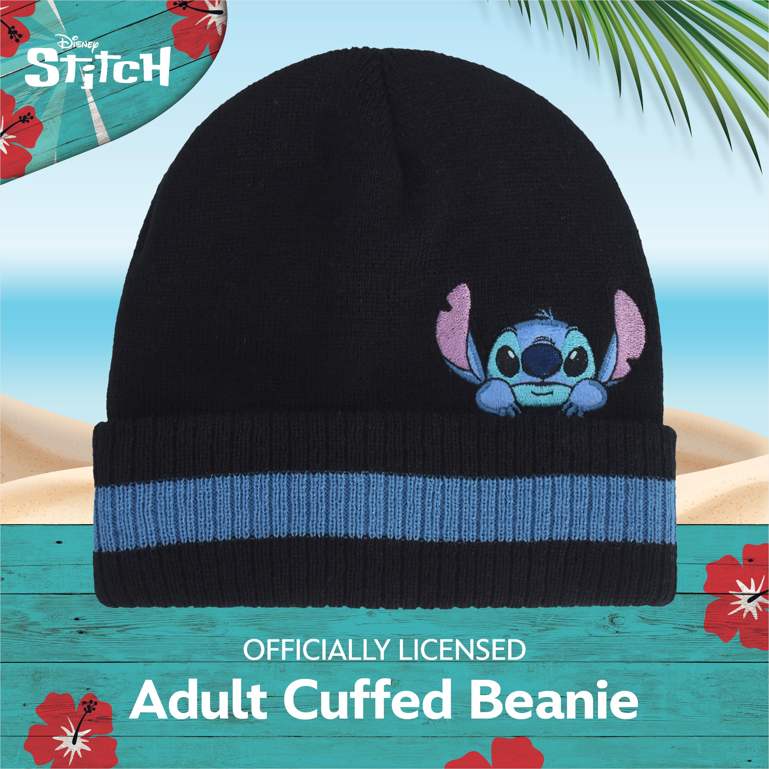 Foto 3 pulgar | Gorro Disney Stitch Peek-a-boo De Punto De Invierno A Rayas - Venta Internacional.