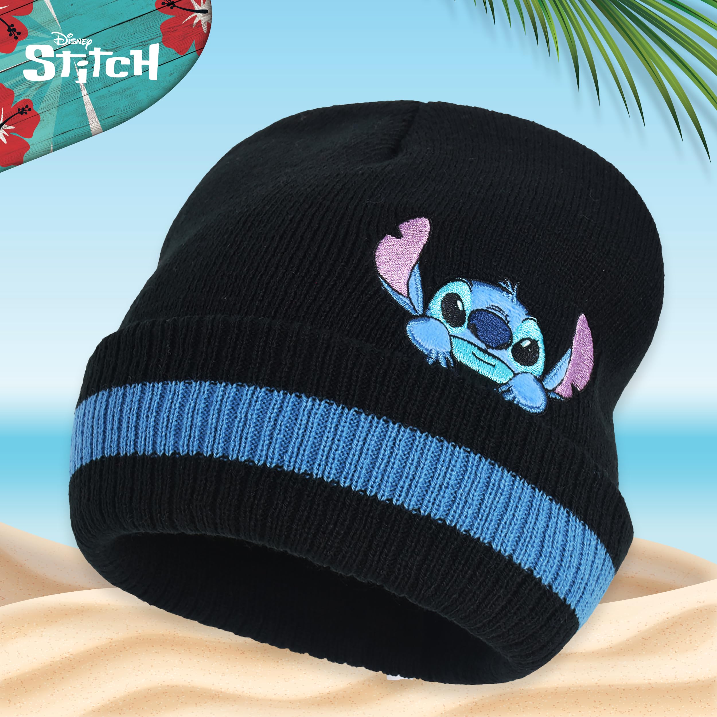 Foto 6 | Gorro Disney Stitch Peek-a-boo De Punto De Invierno A Rayas - Venta Internacional.