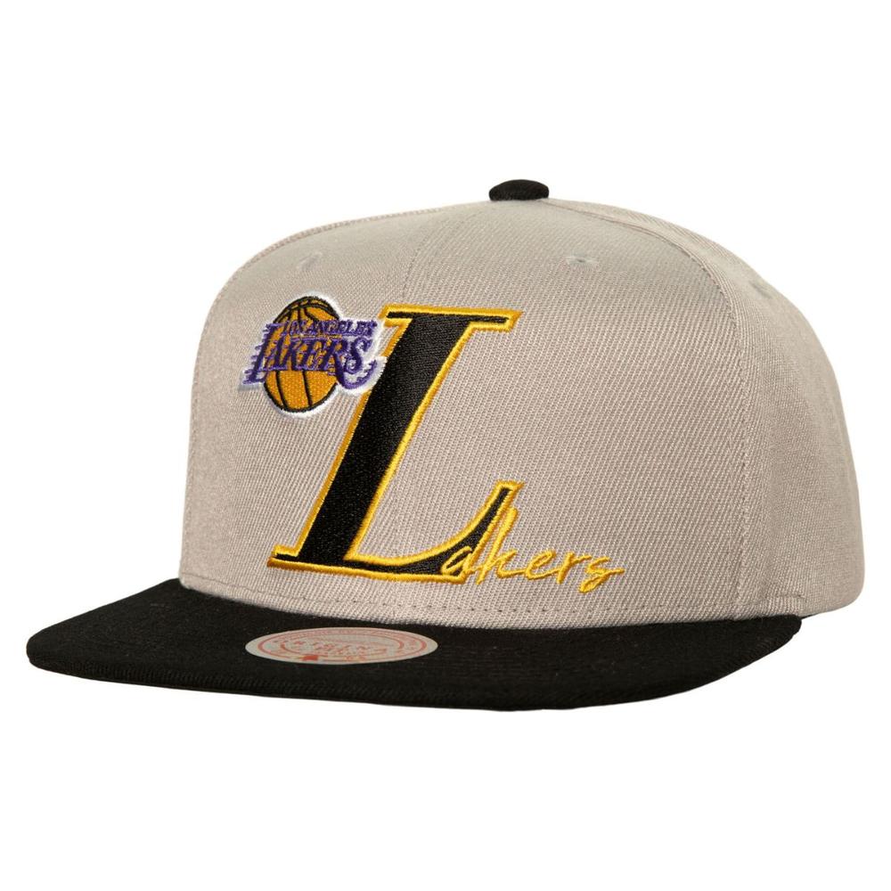 Foto 2 pulgar | Gorra Mitchell & Ness Top Letter Snapback Lakers Nba Hombre Gris