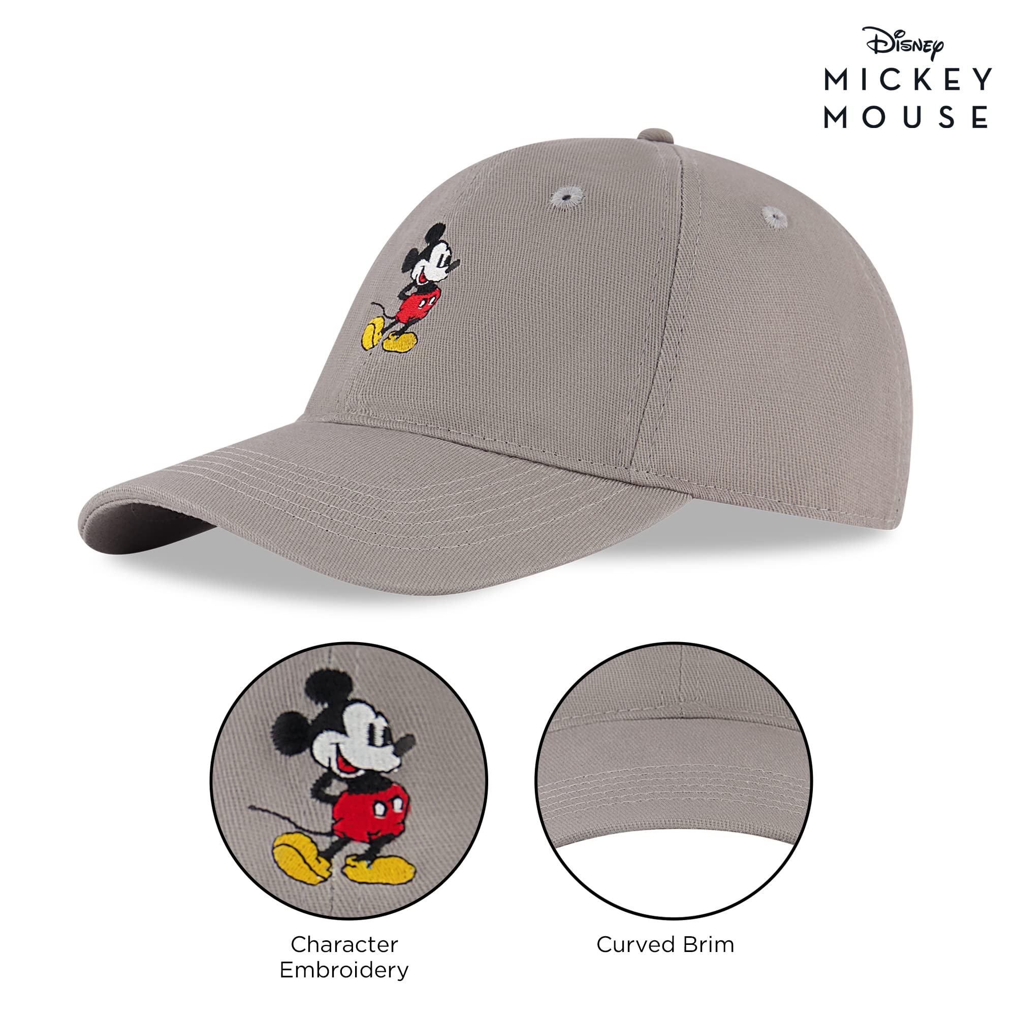 Foto 6 pulgar | Gorra De Béisbol Disney Mickey Mouse Gris Cálido Para Hombre - Venta Internacional.