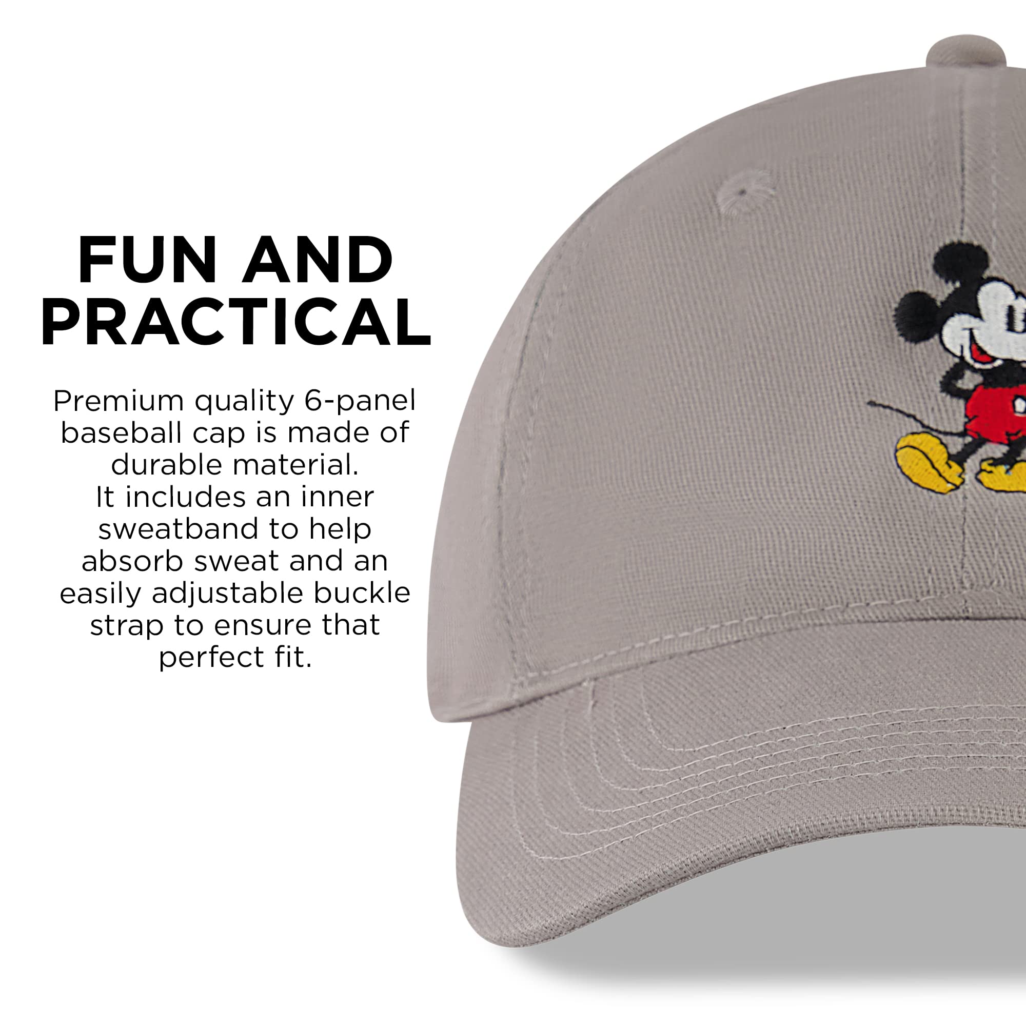 Foto 7 pulgar | Gorra De Béisbol Disney Mickey Mouse Gris Cálido Para Hombre - Venta Internacional.