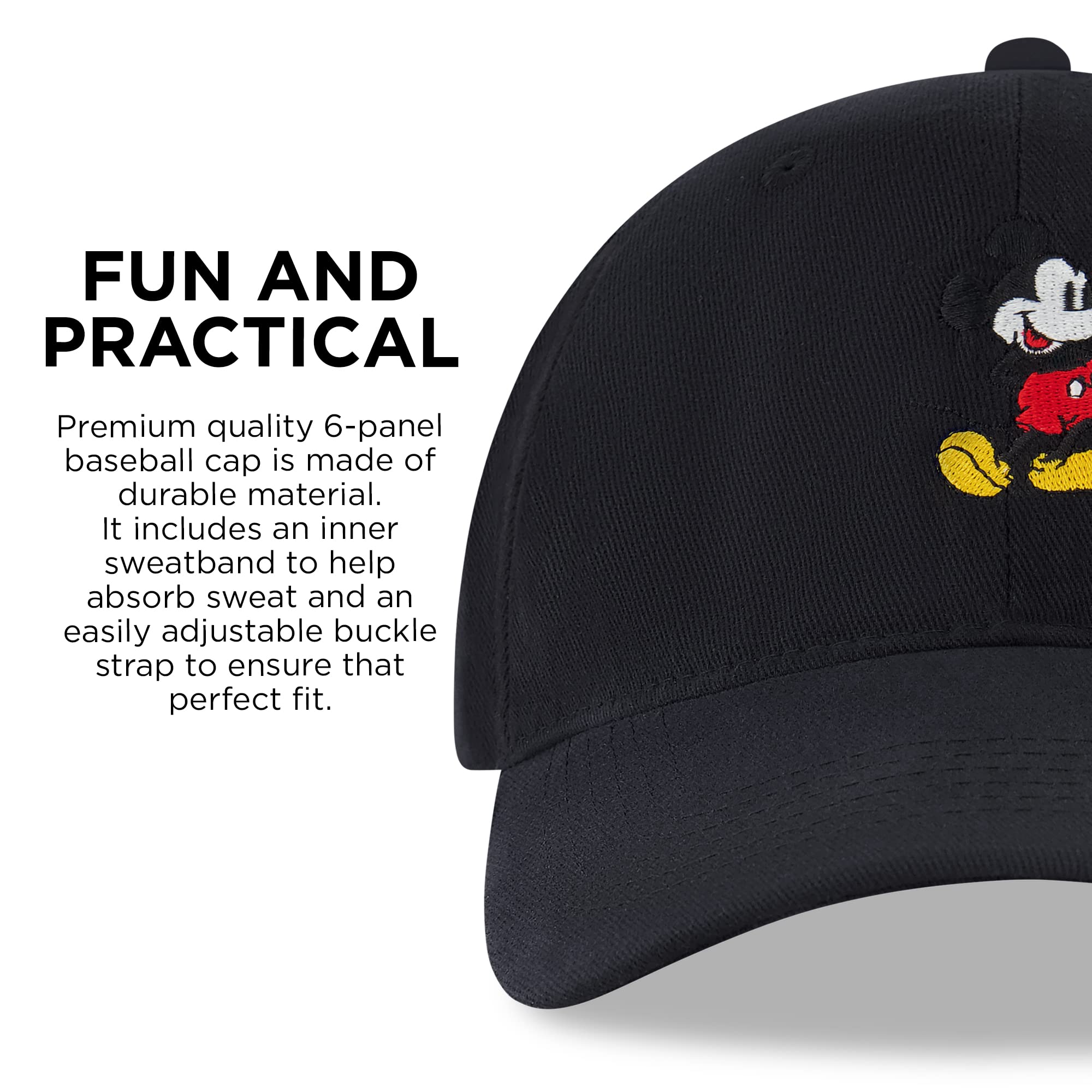 Foto 7 pulgar | Gorra De Béisbol Disney Mickey Mouse Para Hombre Negra - Venta Internacional.