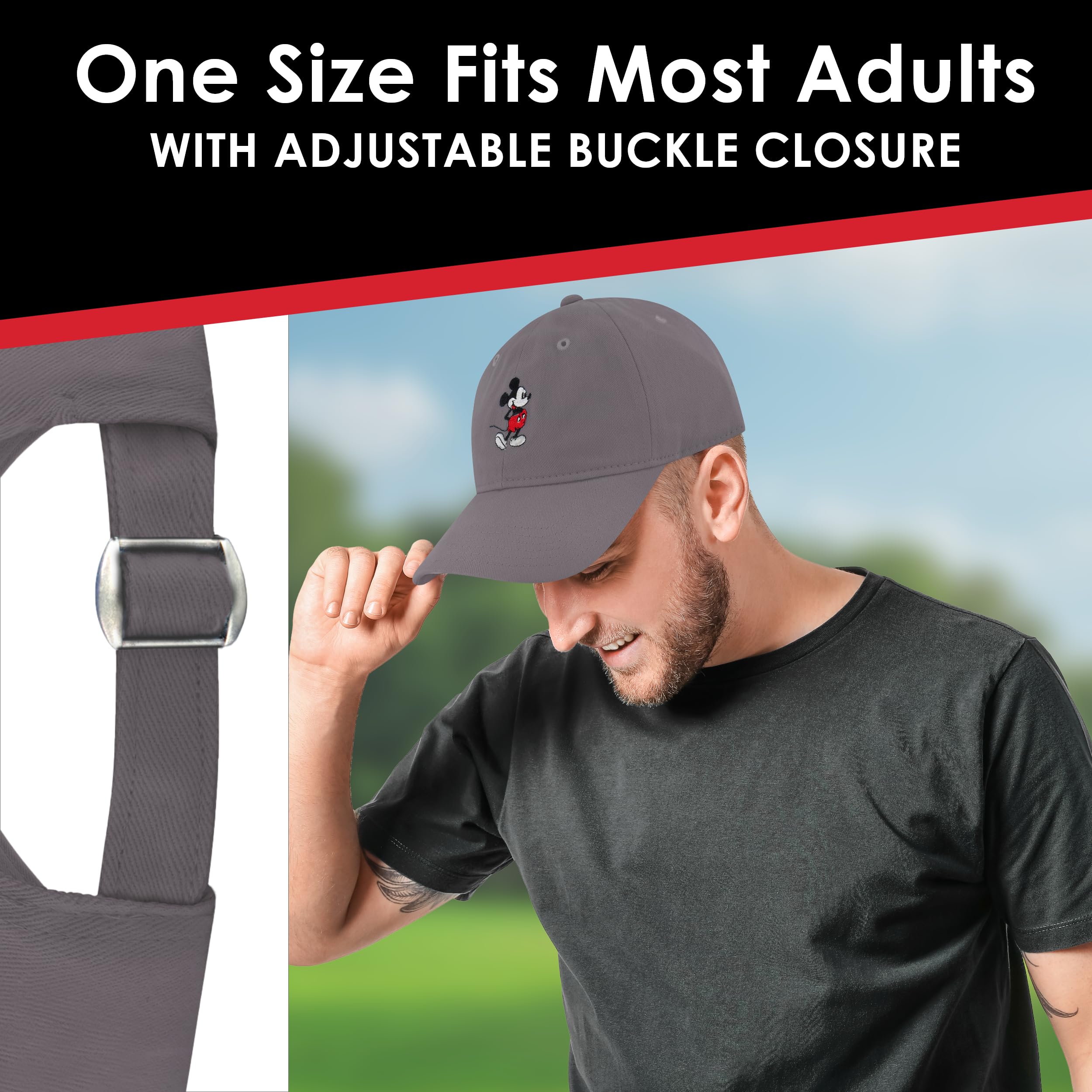 Foto 5 pulgar | Dad Hat Concept One Disney Mickey Mouse Bordado En Gris - Venta Internacional.