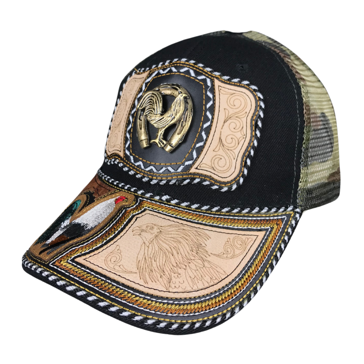 Foto 2 pulgar | Gorra Trucker Charra Vaquera Bordada Gallo Metal Color Negro