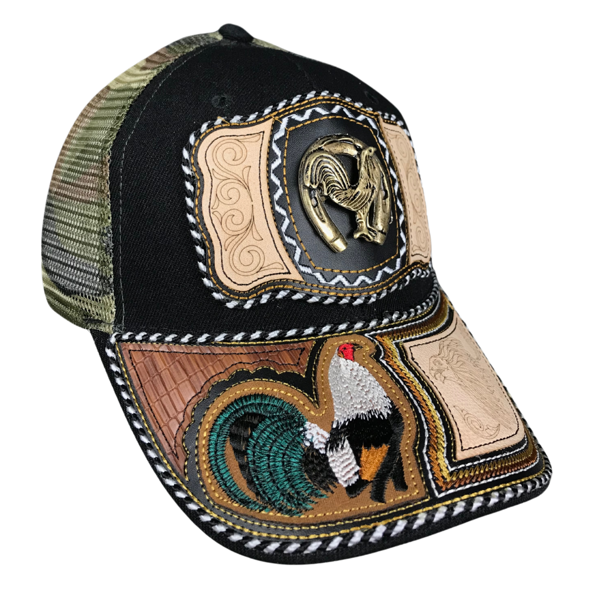 Foto 4 pulgar | Gorra Trucker Charra Vaquera Bordada Gallo Metal Color Negro