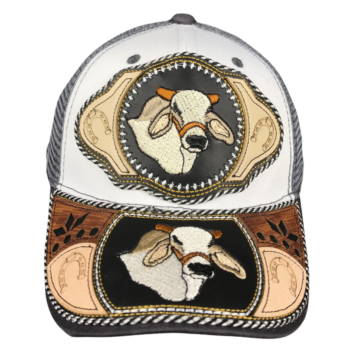 Foto 3 pulgar | Gorra Trucker Charra Vaquera Bordada Toro Bordado Color Blanco