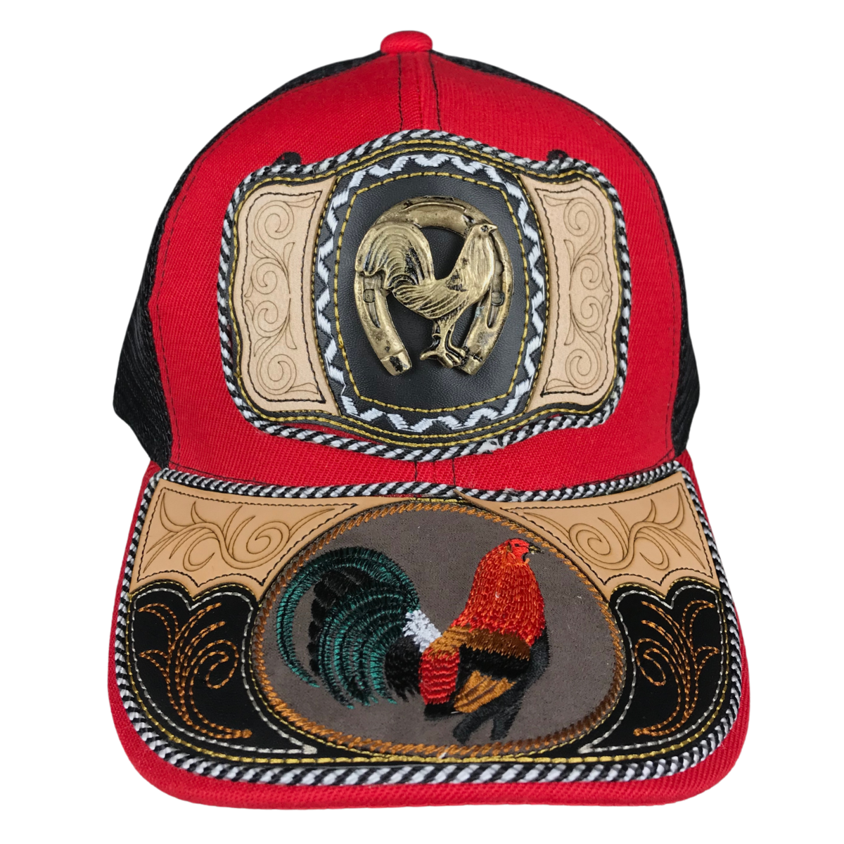 Foto 3 pulgar | Gorra Trucker Charra Vaquera Bordada Gallo Metal Color Rojo