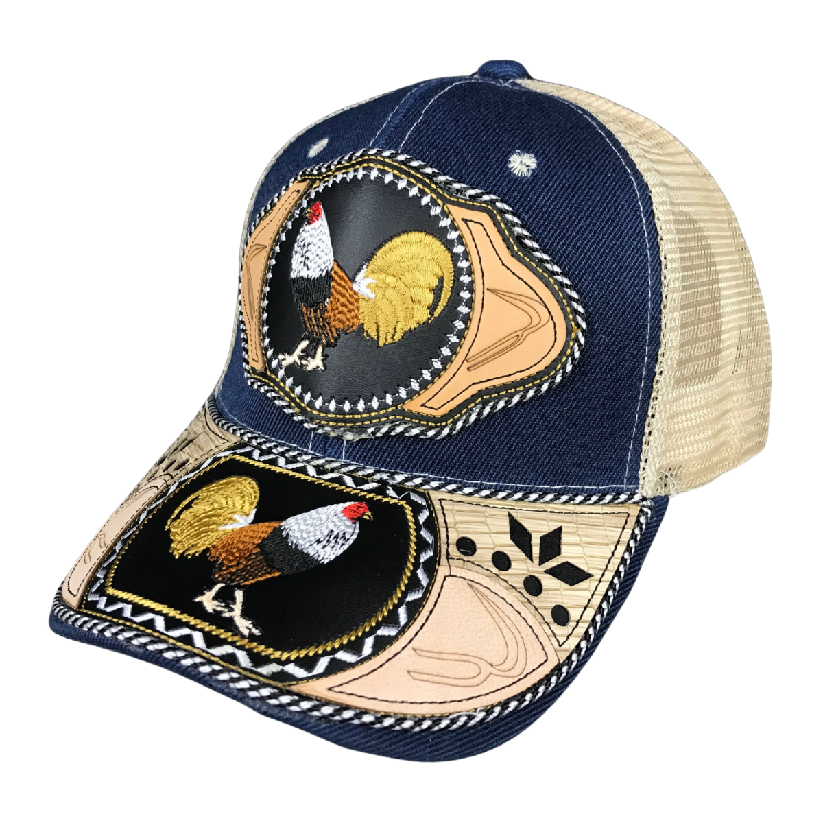 Foto 2 pulgar | Gorra Trucker Charra Vaquera Bordada Gallo Bordado Color Azul Marino