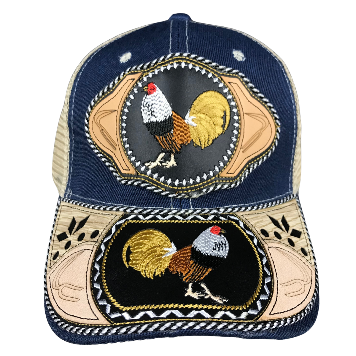 Foto 3 pulgar | Gorra Trucker Charra Vaquera Bordada Gallo Bordado Color Azul Marino