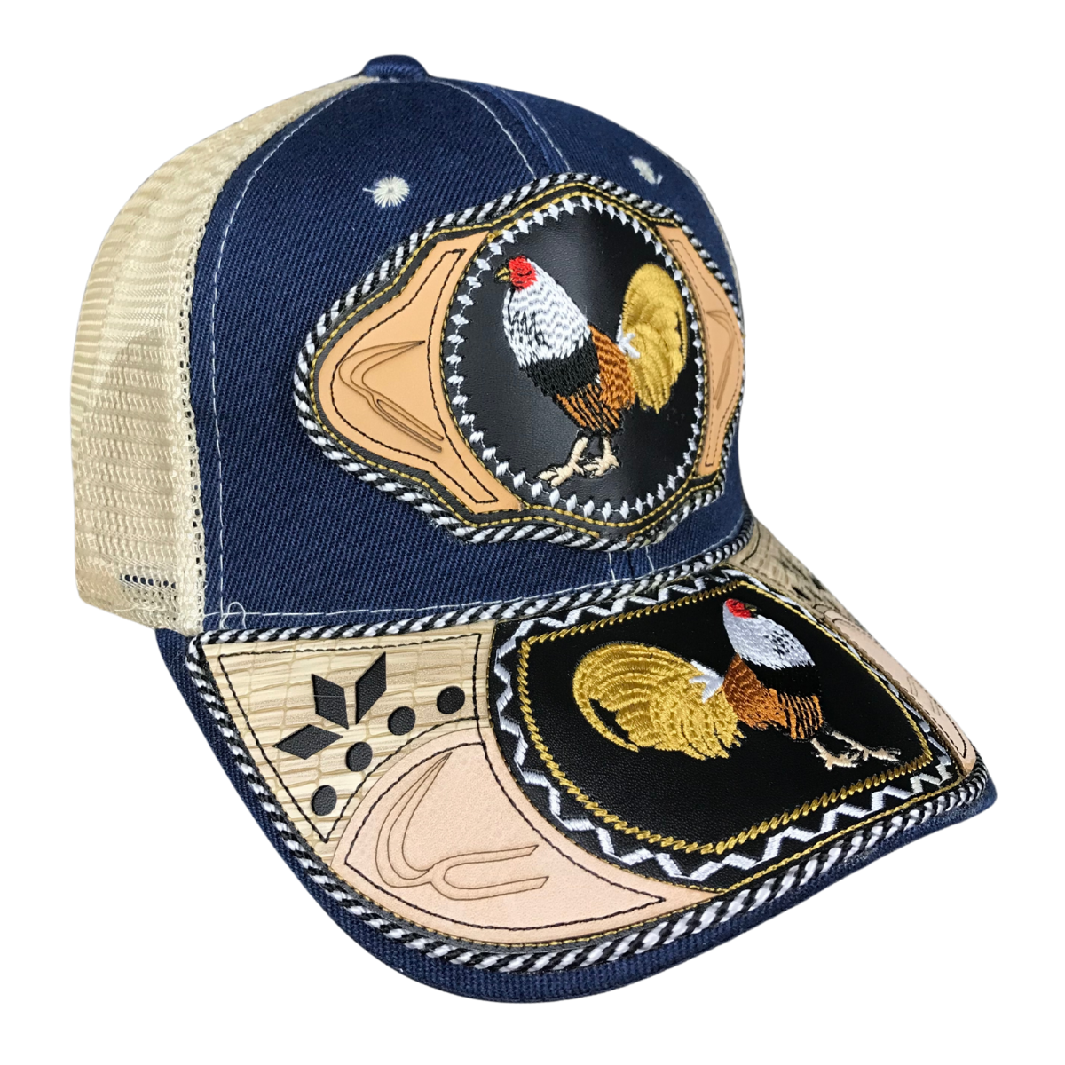Foto 4 pulgar | Gorra Trucker Charra Vaquera Bordada Gallo Bordado Color Azul Marino