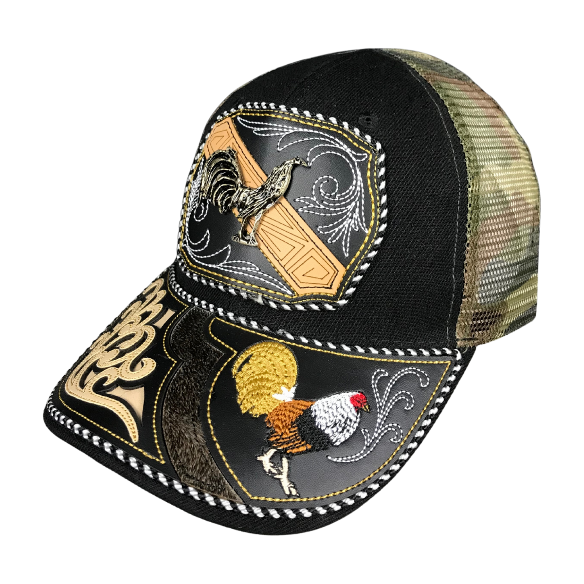 Foto 2 pulgar | Gorra Trucker Charra Vaquera Bordada Gallo Metal Color Camuflaje