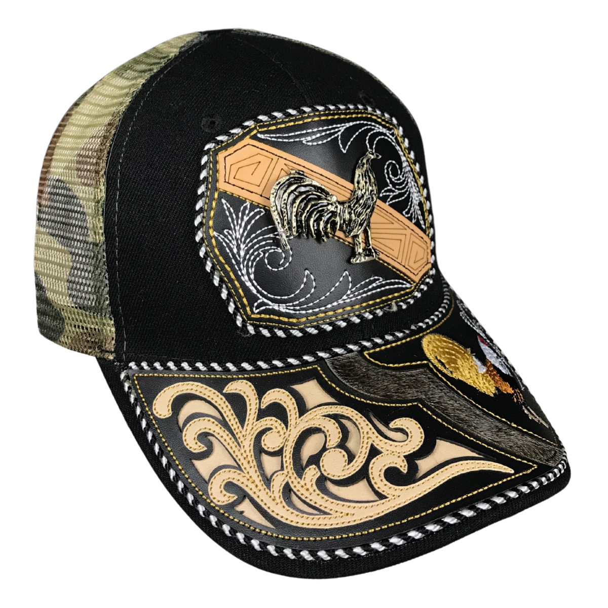 Foto 4 pulgar | Gorra Trucker Charra Vaquera Bordada Gallo Metal Color Camuflaje