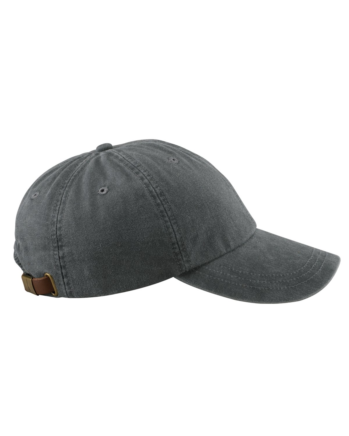 Cap Adams, 6 Paneles, Bajo Perfil, Teñido Con Pigmento Lavado, Color Carbón - Venta Internacional.