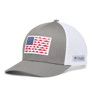 Foto 1 | Gorra Columbia Pfg Con Forma De Bandera De Pez, Malla, Corona Alta, Titanio Y Blanco - Venta Internacional.