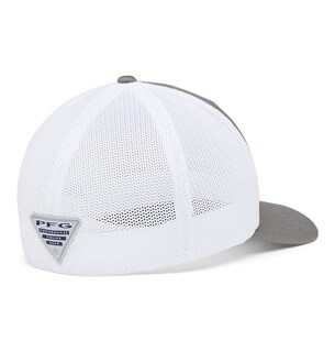 Foto 2 | Gorra Columbia Pfg Con Forma De Bandera De Pez, Malla, Corona Alta, Titanio Y Blanco - Venta Internacional.
