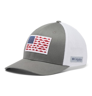 Foto 3 | Gorra Columbia Pfg Con Forma De Bandera De Pez, Malla, Corona Alta, Titanio Y Blanco - Venta Internacional.