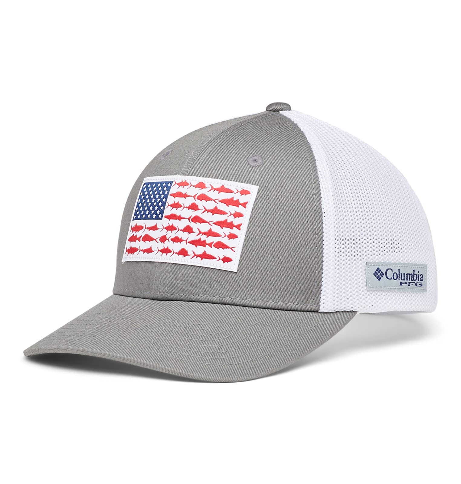 Foto 5 pulgar | Gorra Columbia Pfg Con Forma De Bandera De Pez, Malla, Corona Alta, Titanio Y Blanco - Venta Internacional.