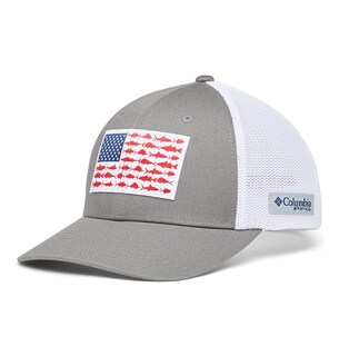 Foto 4 | Gorra Columbia Pfg Con Forma De Bandera De Pez, Malla, Corona Alta, Titanio Y Blanco - Venta Internacional.