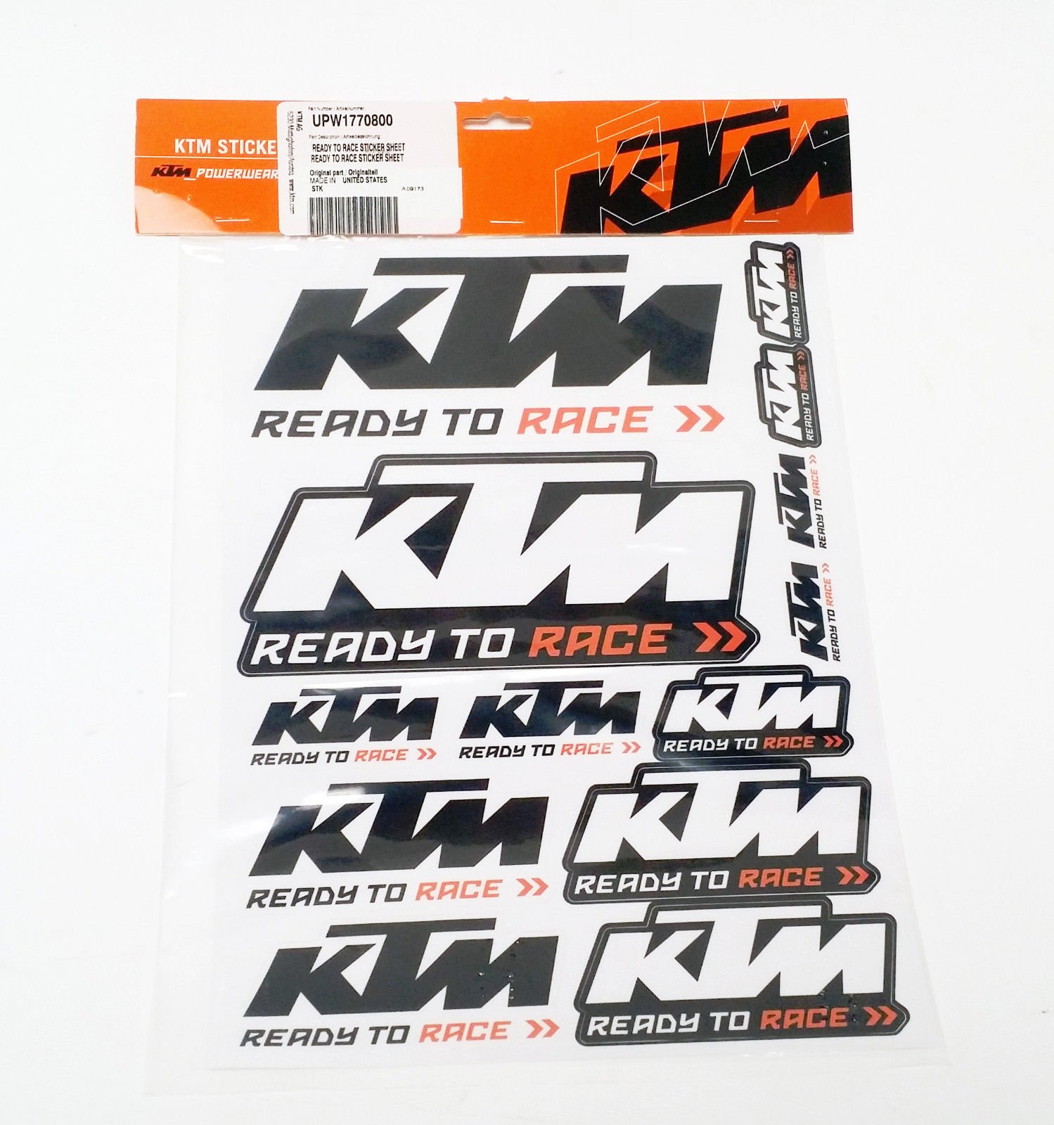 Foto 2 pulgar | Hoja De Pegatinas Ktm Ready To Race Oem Original Upw1770800 - Venta Internacional.