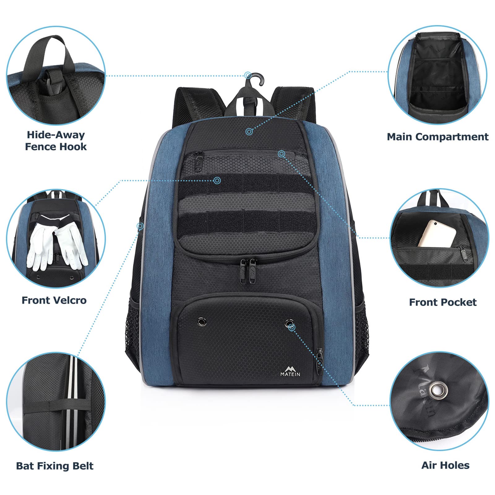 Foto 4 pulgar | Mochila De Béisbol Matein Bolsa Ligera De Softball Para Hombre - Venta Internacional.