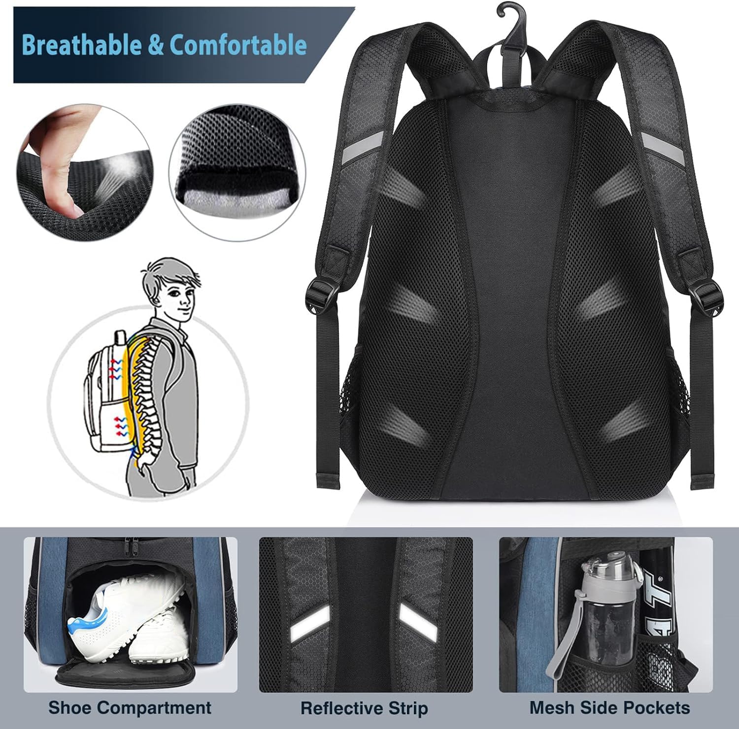 Foto 5 pulgar | Mochila De Béisbol Matein Bolsa Ligera De Softball Para Hombre - Venta Internacional.