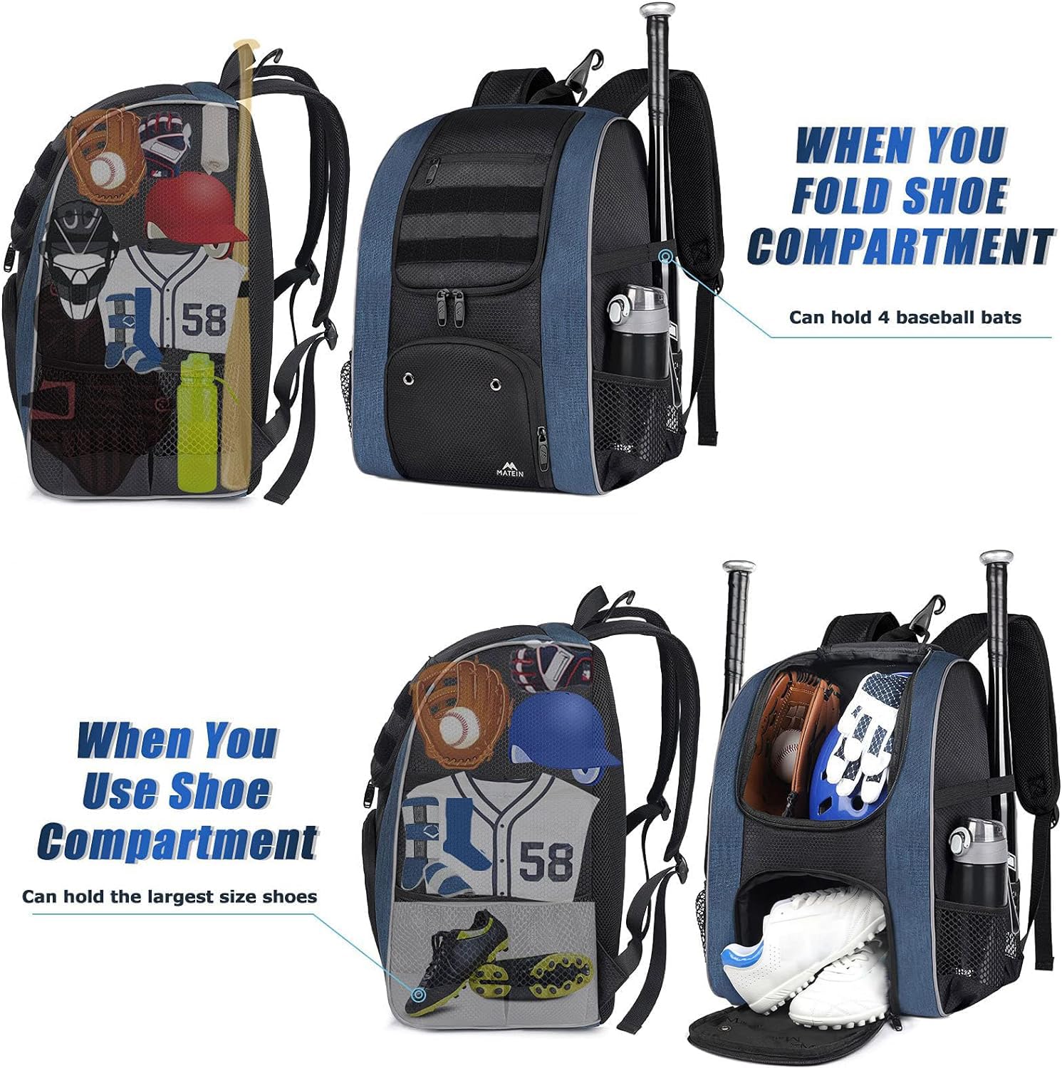 Foto 5 | Mochila De Béisbol Matein Bolsa Ligera De Softball Para Hombre - Venta Internacional.