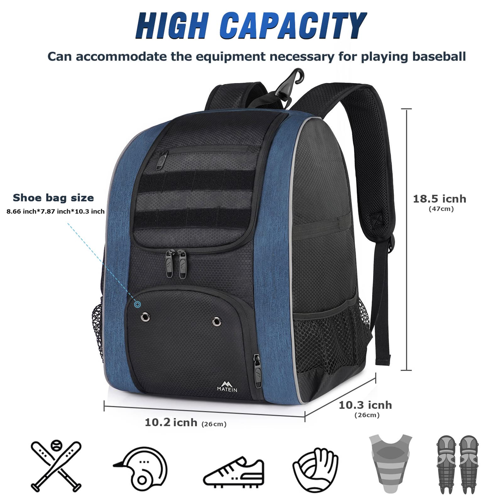 Foto 7 pulgar | Mochila De Béisbol Matein Bolsa Ligera De Softball Para Hombre - Venta Internacional.