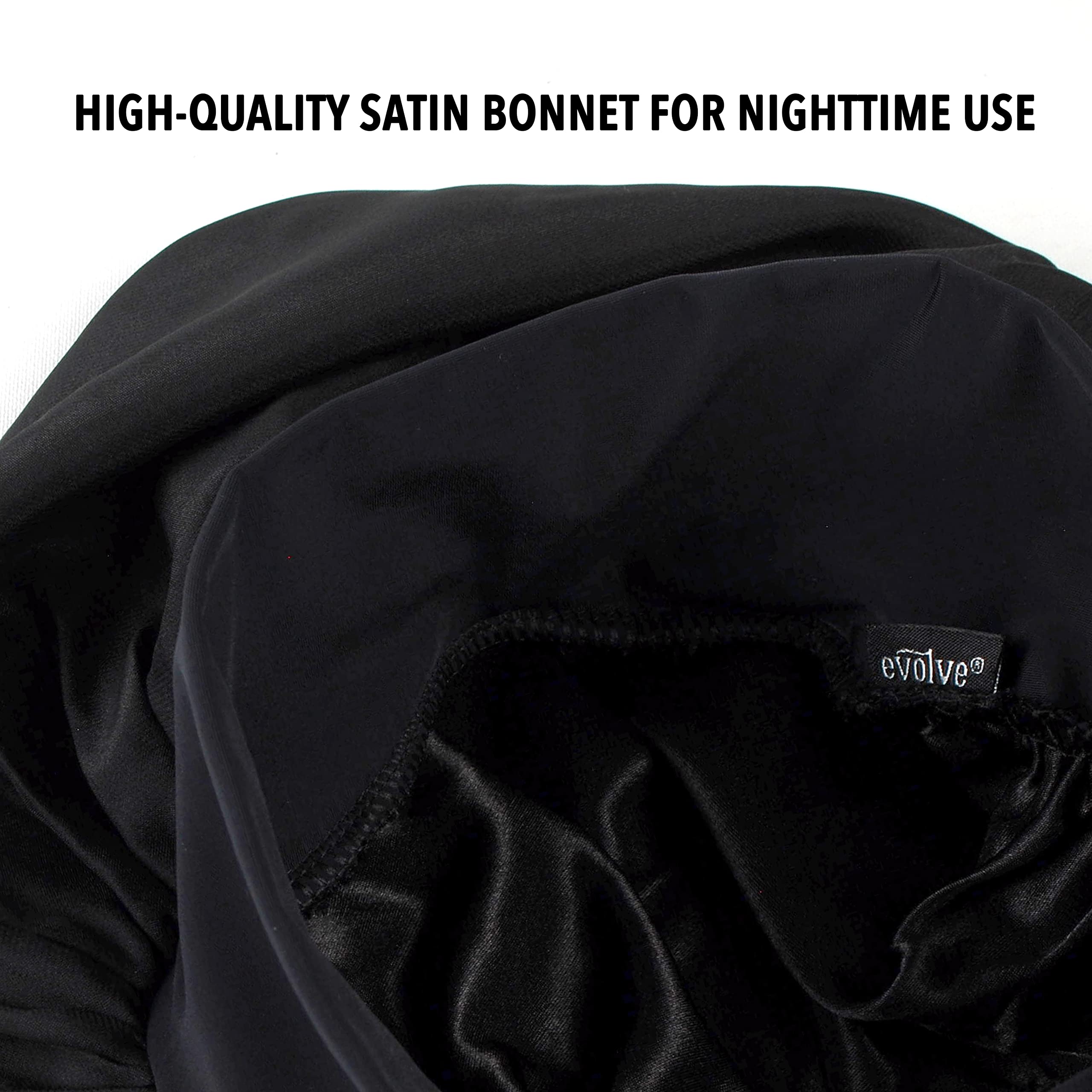 Foto 3 pulgar | Bonnet Evolve Satin Wide Edge Black Para Cabello Texturizado - Venta Internacional.
