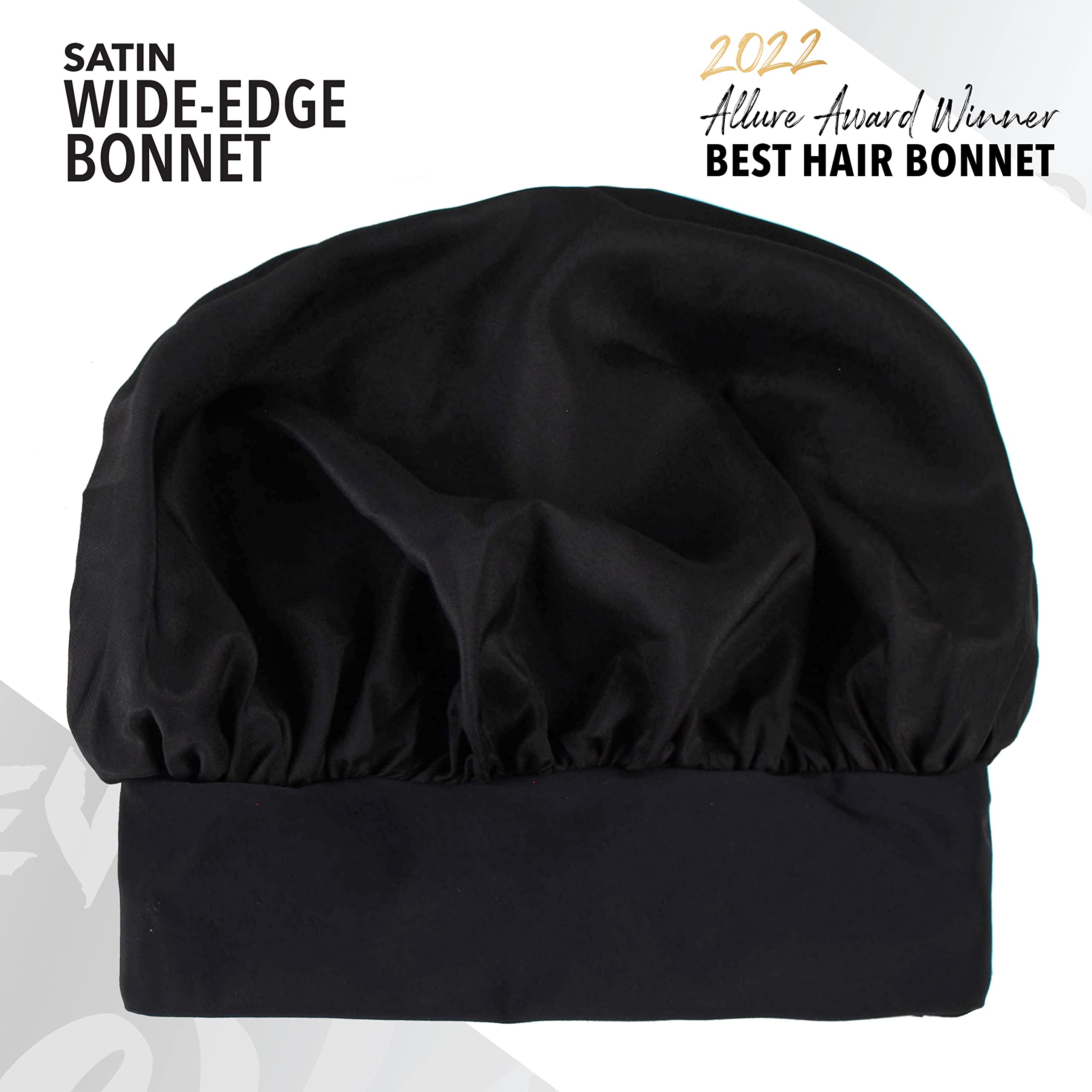 Foto 4 pulgar | Bonnet Evolve Satin Wide Edge Black Para Cabello Texturizado - Venta Internacional.