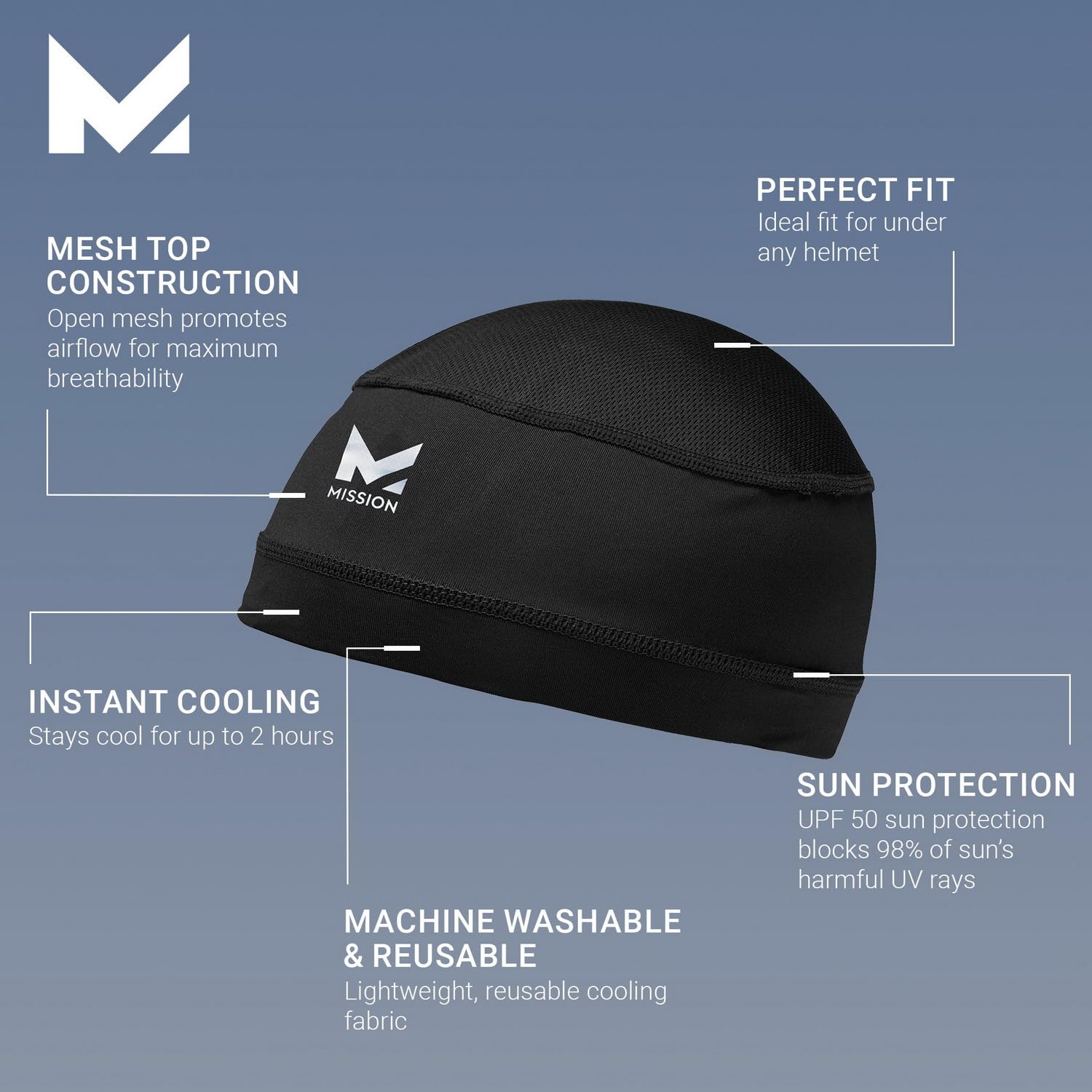 Foto 5 pulgar | Casco Cooling Liner Mission Lightweight Black Upf 50 - Venta Internacional.