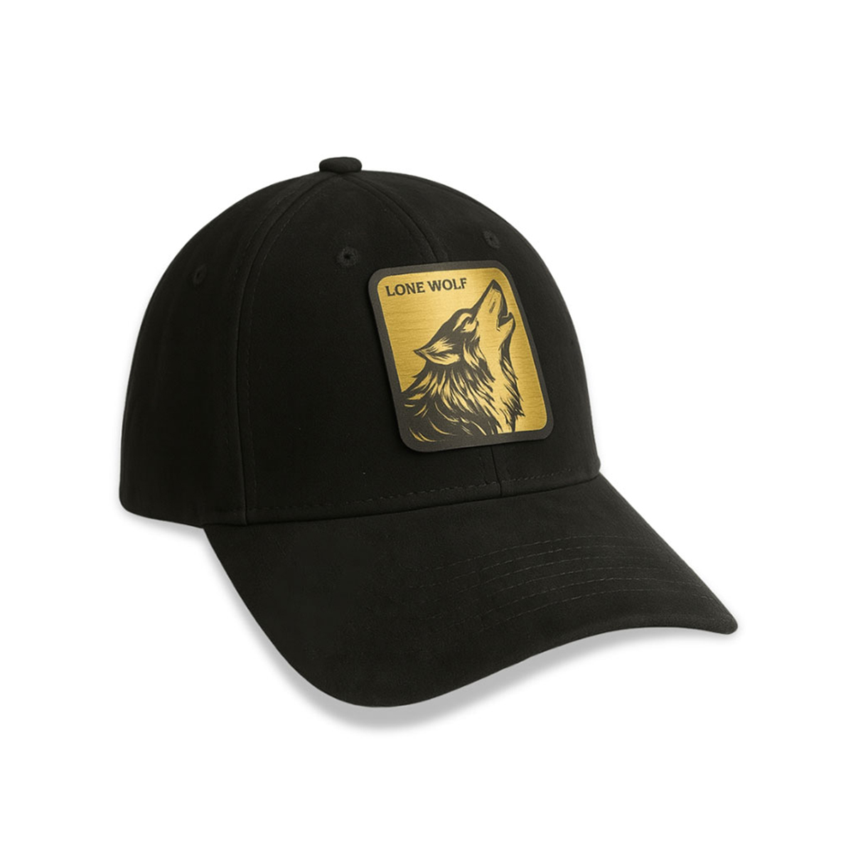 Gorra Cerrada Para Hombre Knite Lobo Gamuza Negra Estilo New