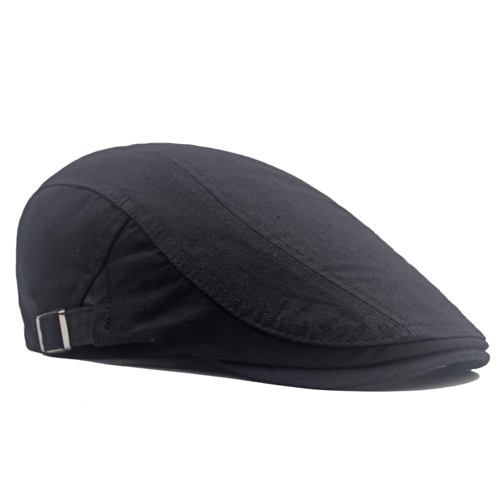 Foto 4 | Gorro Quanhaigou De Algodón Plano Para Hombre  Modelo Ivy Gatsby Newsboy  Negro - Venta Internacional.