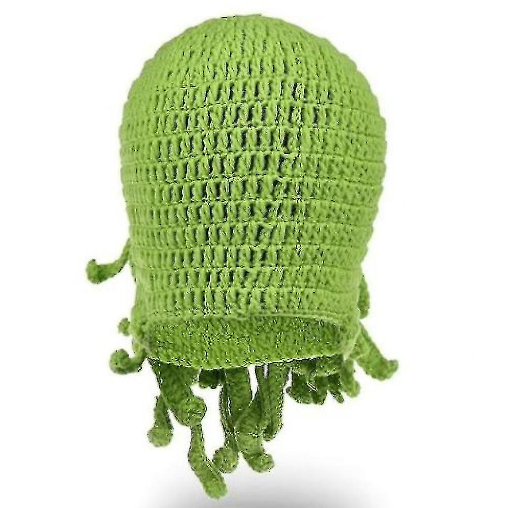 Foto 3 pulgar | Gorro Huoguo De Punto Pulpo Para Invierno  Cálido  Resistente Al Viento  Divertido  Verde - Venta Internacional.