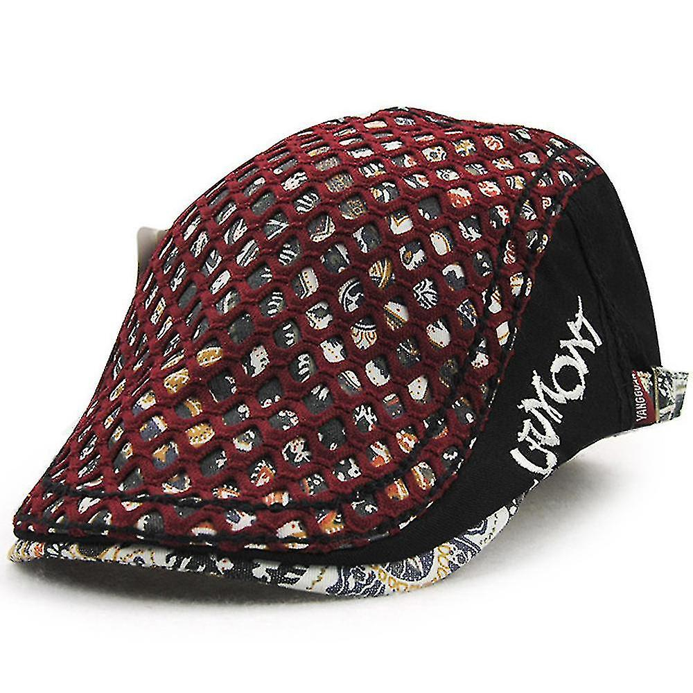 Foto 2 pulgar | Gorro Huoguo Bordado Con Visera  Gorro Para El Sol De Verano  Color Granate - Venta Internacional.