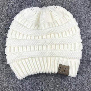 Foto 2 | Gorra Huoguo Con Forma De Cola De Caballo Con Letras Cc Para Mujer Color Blanco - Venta Internacional.