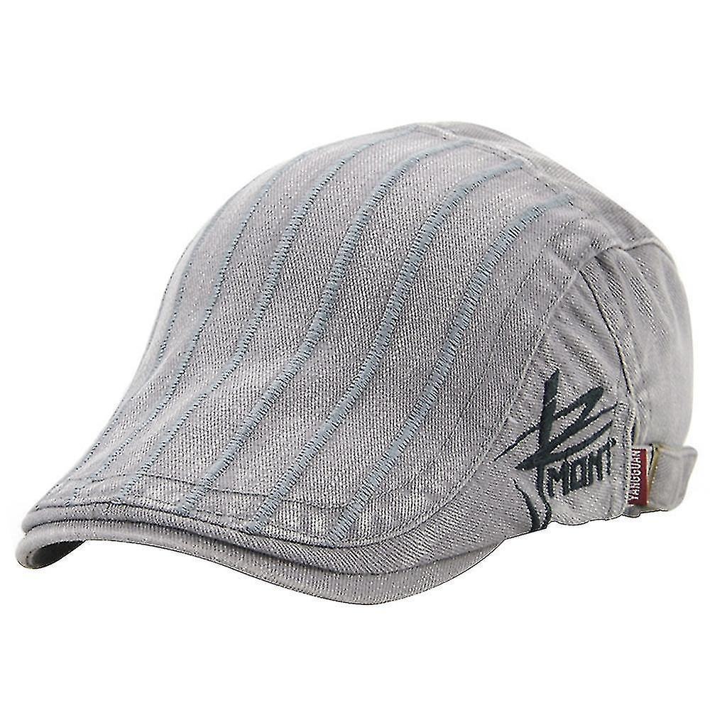 Foto 2 pulgar | Boina A Rayas Para Mujer Peaked Cap Huoguo  Protección Solar  Gris - Venta Internacional.