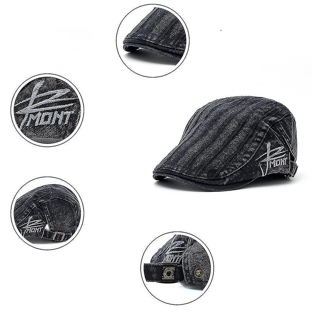 Foto 3 pulgar | Boina A Rayas Para Mujer Peaked Cap Huoguo  Protección Solar  Gris - Venta Internacional.