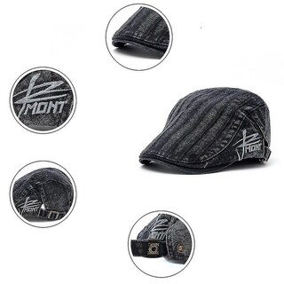 Foto 2 | Boina A Rayas Para Mujer Peaked Cap Huoguo Protección Solar Gris - Venta Internacional.