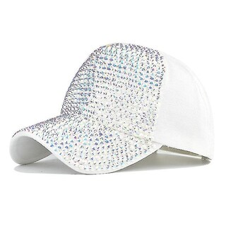 Foto 1 | Gorra De Béisbol Huoguo Flash Diamond Para Mujer Algodón Blanco - Venta Internacional.