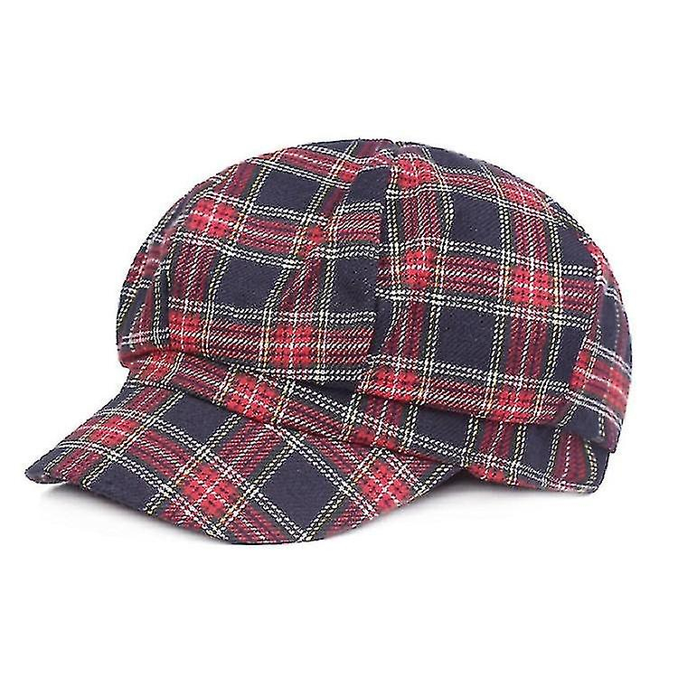 Foto 2 pulgar | Gorra Huoguo  Tela  Tela  Pintor  Textura A Cuadros  Boina  Azul Marino - Venta Internacional.