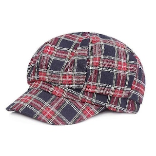 Foto 1 | Gorra Huoguo Tela Tela Pintor Textura A Cuadros Boina Azul Marino - Venta Internacional.